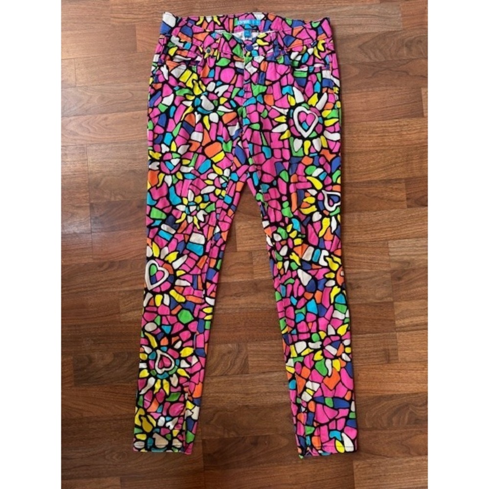 Nanette Lepore L'Amour Neon Womens Hippie Boho Denim Leggings Sz‎ 11 Velvet